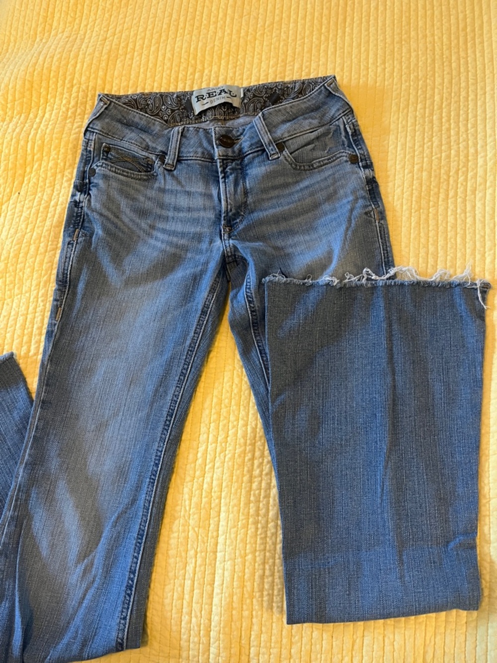 Ariat Women's Blue Flare Jeans with Raw Hem